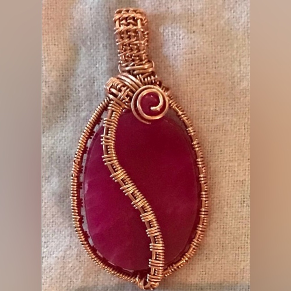 Genuine Ruby Handmade pendant Artesian made in copper OOAK